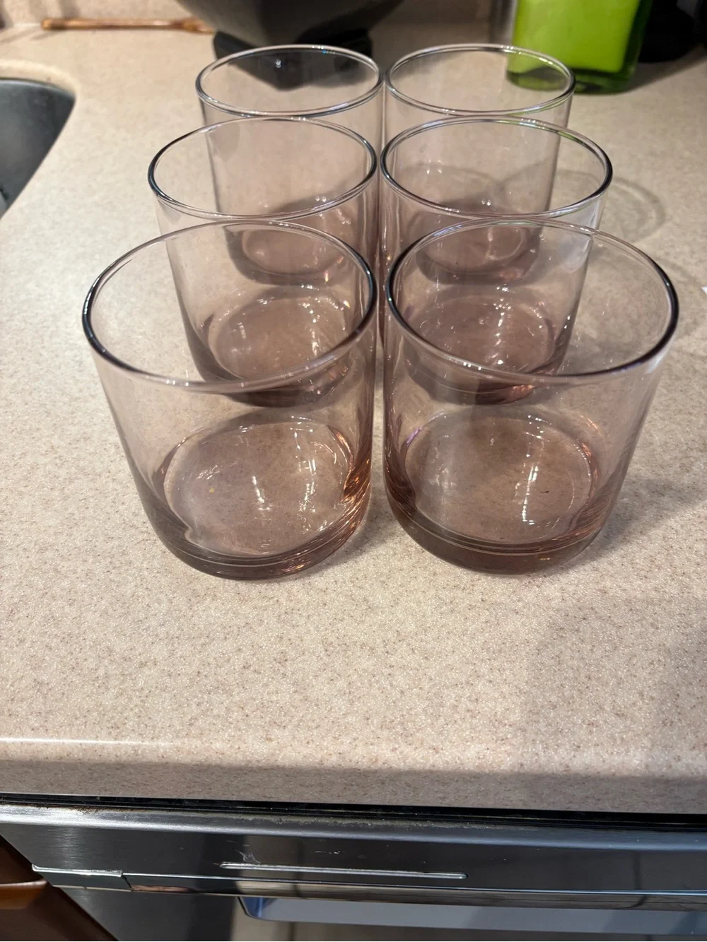 Vintage Libbey set of 6 Metropolitan short rocks pink tumblers. 3.5”. Like new